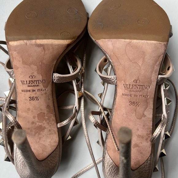 Valentino Rock Stud Leather Lace-Up Gladiator Sandals - Picture 12 of 14